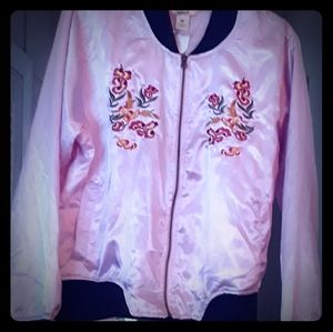 Satin Embroidered Satin Bomber Jacket